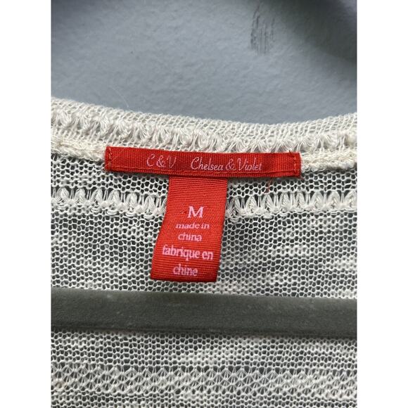 Chelsea & Violet Sweater Open Knit Crochet accents womens size Medium‎ Cream - Picture 4 of 6